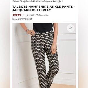 Talbots Butterfly Hampton Ankle Pants